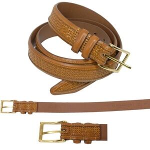 NEW ALLEN EDMONDS Belt Sz. 44 Basketweave Woven Handcrafted USA Brown #B1319